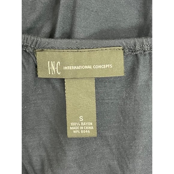 Size Small INC NAVY BLUE SEQUIN EMBELLISHED BLOUSON TOP Shirt Blouse Summer - Picture 4 of 5